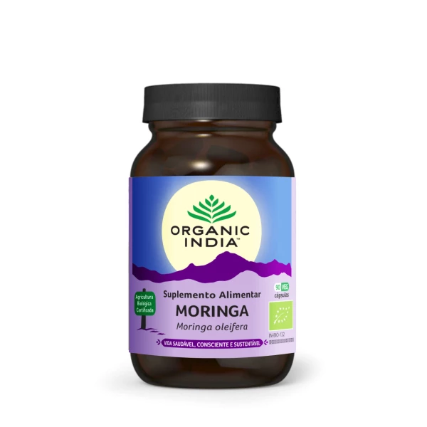 Moringa Organic India 90 capsulas vegetais nutrição essencial vitalidade