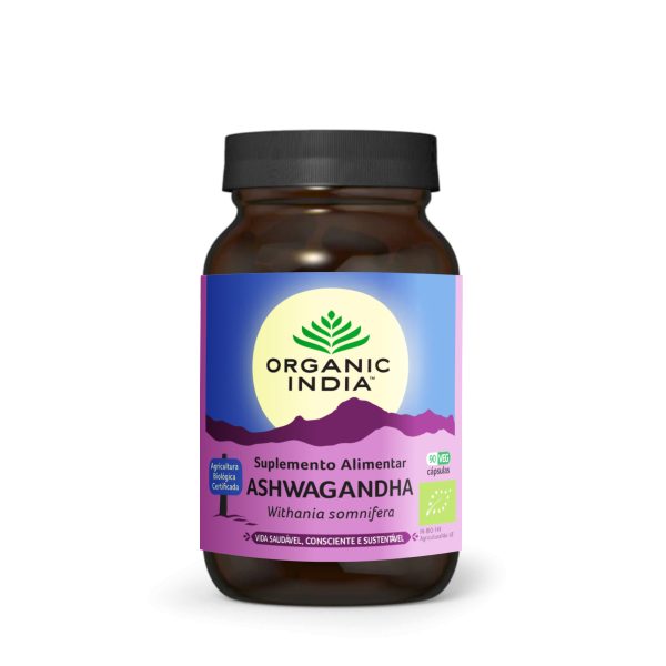Ashwagandha Organic India 90 capsulas vegetais-sono-stress-energia-adaptogenico