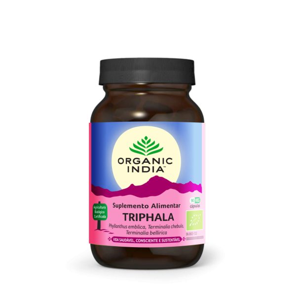 Triphala Bio Organic India 90 capsulas vegetais trânsito intestinal