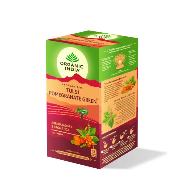 Infusao Bio Tulsi Pomegranate Organic India 25 saq antioxidante energia