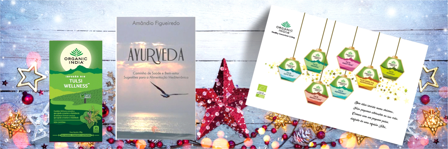 Pack Natal Infusão Bio Organic India e Livro Ayurveda