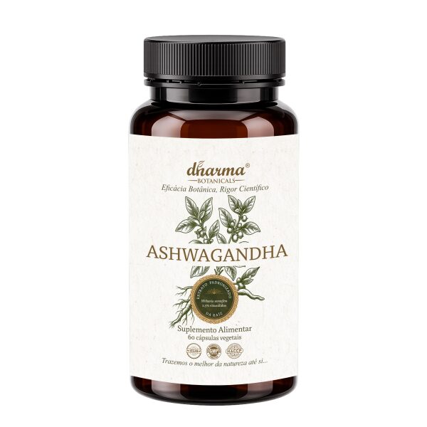 Ashwagandha Dharma Botanicals 60 caps vegetais novo rotulo 2026 stress sono vitalidade energia