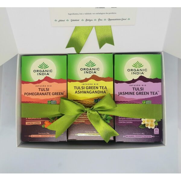 Caixa de Natal Tulsi Trio Chas Verdes Organic India-01