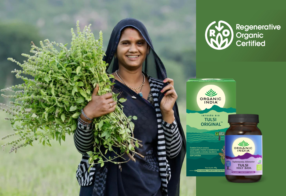 Tulsi Organic India tem o selo Regenerative Organic Certification