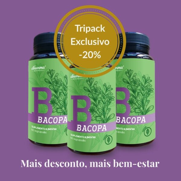 Bacopa Dharma Botanicals 3x60 capsulas foco-memoria-stress-20% desconto especial