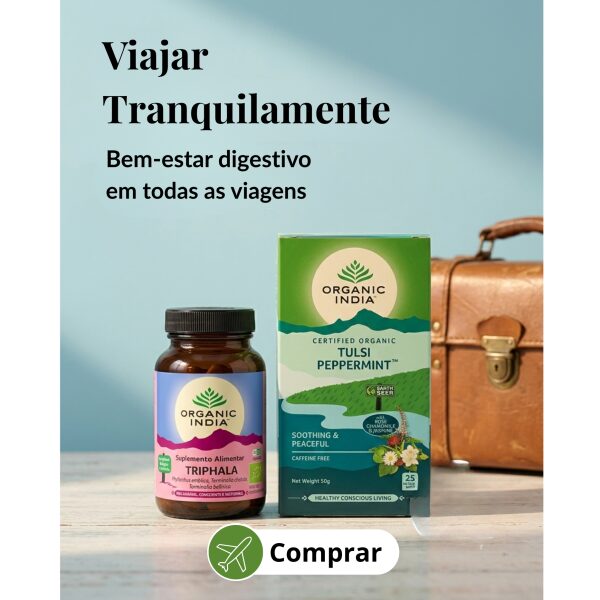 Protocolo de Verao Viagem Tranquila com Triphala e Tulsi Peppermint