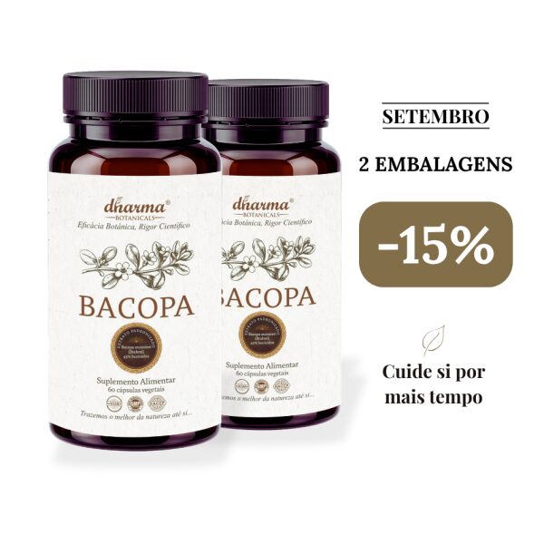 Bacopa Dharma Botanicals pack 2 embalagens com 15pc desconto promo Setembro 26