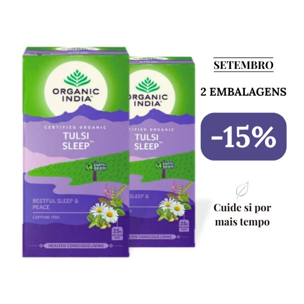 Tulsi Sleep Organic India pack 2 embalagens com 15pc desconto promo Setembro 26